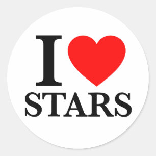I Liebe Stars Runder Aufkleber