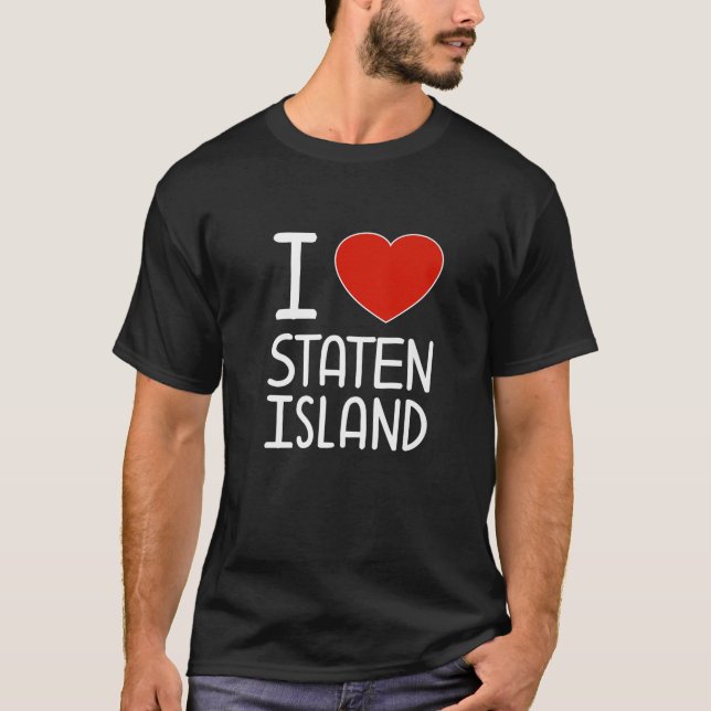 I Liebe Staten Island Rotes Herz T-Shirt (Vorderseite)