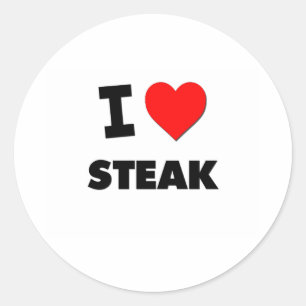 I Liebe Steak Runder Aufkleber