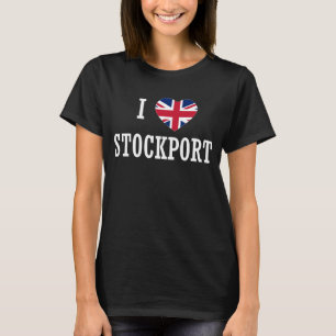 I Liebe Stockport England Union Jack Flag Herz Eng T-Shirt