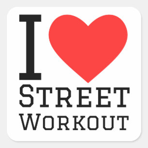 i Liebe Street Workout Quadratischer Aufkleber