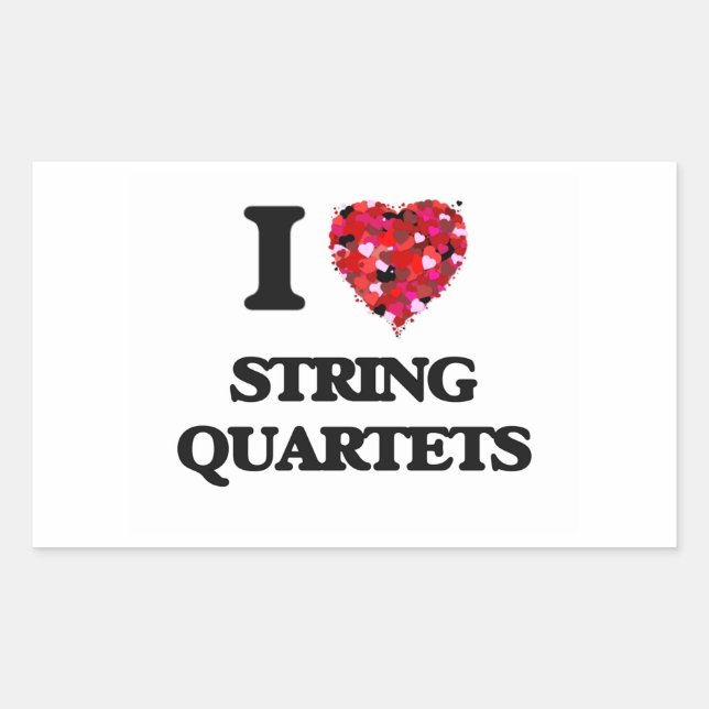 I Liebe String Quarets Rechteckiger Aufkleber (Vorderseite)
