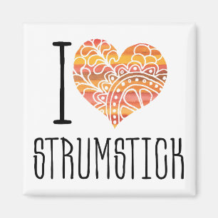 I Liebe Strumstick Orange Mandala Herz Magnet