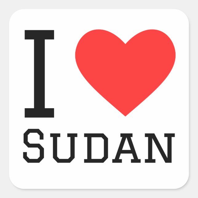 I Liebe Sudan Quadratischer Aufkleber (Vorderseite)