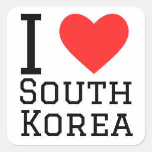 I Liebe Südkorea Quadratischer Aufkleber