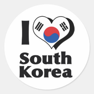 I Liebe Südkoreas Flagge Runder Aufkleber