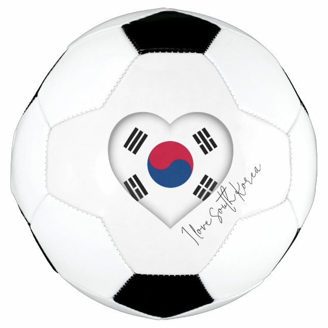 I Liebe Südkoreas Flaggenfarben Herzsoccer-Ball Fußball (Vorderseite)
