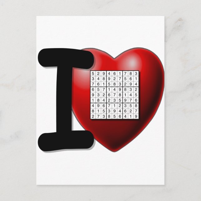 I Liebe Sudoku Postkarte (Vorderseite)