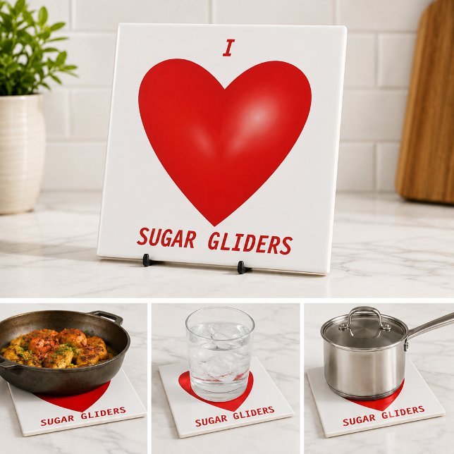 I Liebe Sugar Gliders Fliese (I Love Sugar Gliders Red Heart Pet Lover Ceramic Tile)