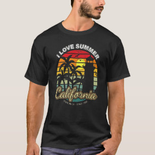 I Liebe Summer California Retro Sunset Lighthouse T-Shirt