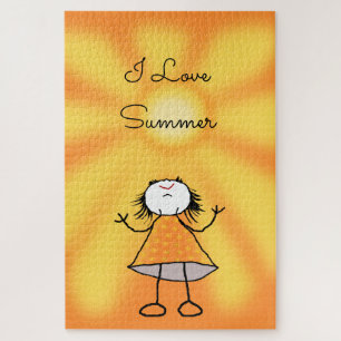 I Liebe Summer Puzzle - Happy Girl - Malerei
