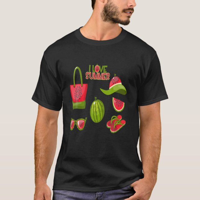 I Liebe Summer Watermelon Beach T-Shirt (Vorderseite)