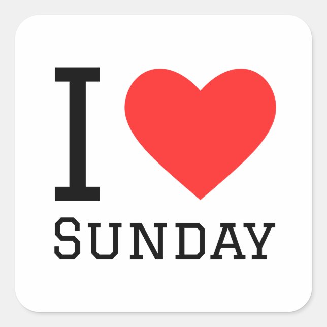 I Liebe Sunday Square Sticker (Vorderseite)
