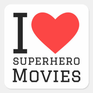 I Liebe Superheld-Filme Quadratischer Aufkleber