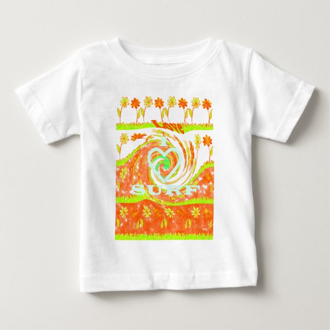 I Liebe Surf: Schönes Blumengestein mit Cooler Tex Baby T-shirt (Vorderseite)