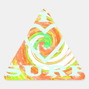 I Liebe Surf: Schönes Blumengestein mit Cooler Tex Dreieckiger Aufkleber