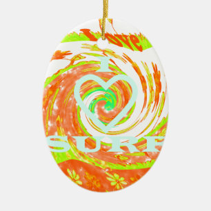 I Liebe Surf: Schönes Blumengestein mit Cooler Tex Keramik Ornament