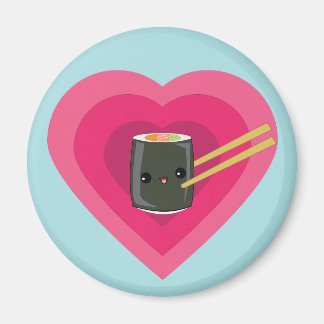 I Liebe Sushi Kawaii Sushi Roll Magnet (Vorne)