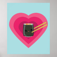 I Liebe Sushi Kawaii Sushi Roll Poster