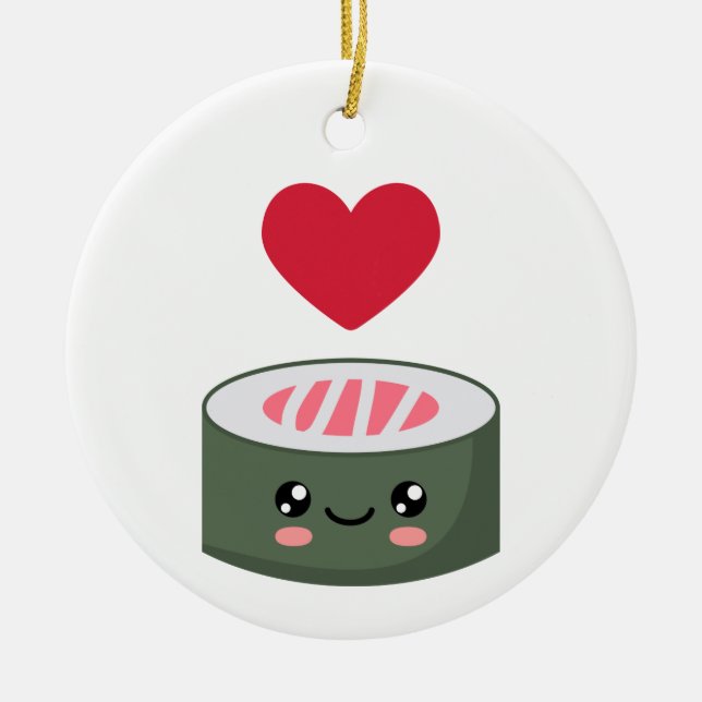I Liebe Sushi Keramik Ornament (Vorne)