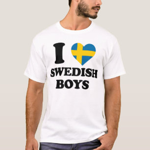 I Liebe Swedish Boys Fun Sweden Flag Herzdesign T-Shirt