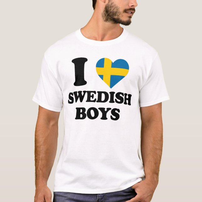 I Liebe Swedish Boys Fun Sweden Flag Herzdesign T-Shirt (Vorderseite)