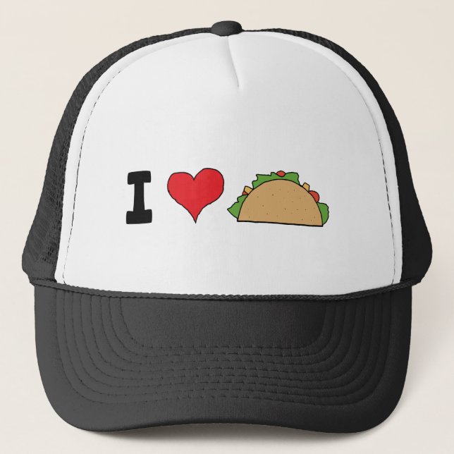 I Liebe Taco Clip Art Mexican Doodles Cartoon Taco Truckerkappe (Vorderseite)