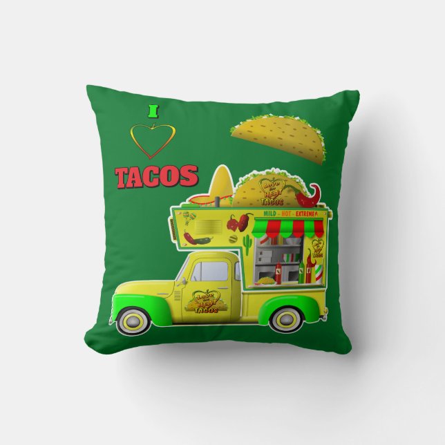 I Liebe Tacos Little Taco Truck Reversible Kissen (Vorderseite)