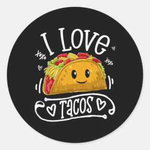 I Liebe Tacos T Shirt Cinco De Mayo Frauen Männer Runder Aufkleber