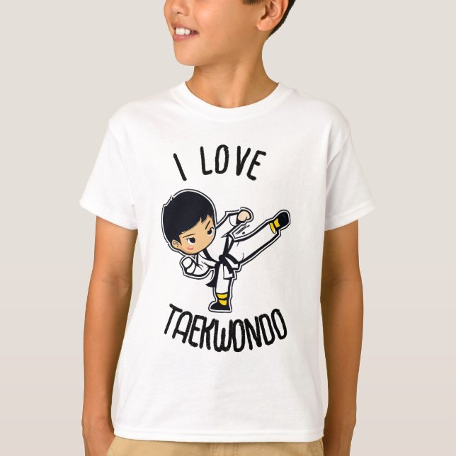 I Liebe Taekwondo Kinder Kampfkunst Cartoon Kunstw T-Shirt (Vorderseite)