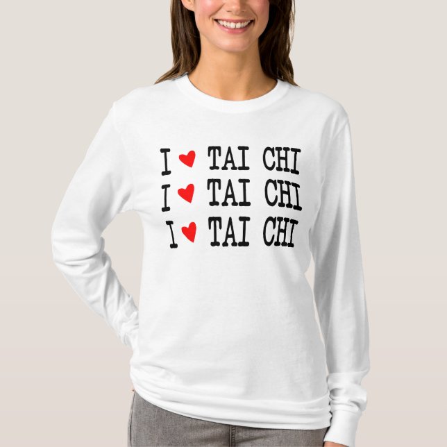 I Liebe Tai Chi, Red Heart, I Heart Tai Chi 3 Reih T-Shirt (Vorderseite)