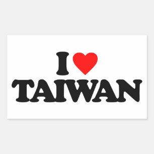 I LIEBE TAIWAN RECHTECKIGER AUFKLEBER