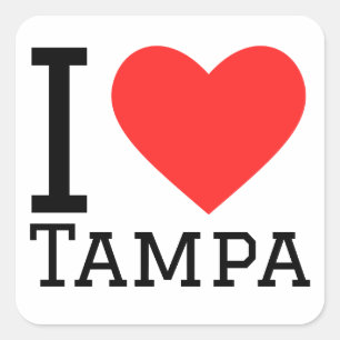 I Liebe Tampa Quadratischer Aufkleber