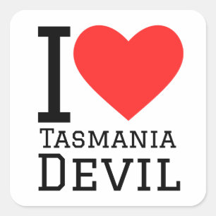 I Liebe Tasmania Teufel Quadratischer Aufkleber