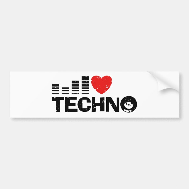 I Liebe Techno Autoaufkleber (Vorne)