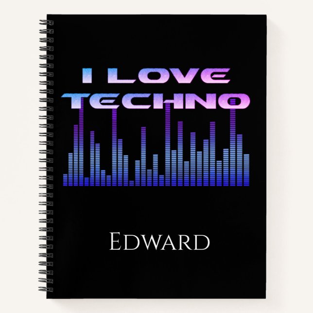 I Liebe Techno Notizbuch (Vorderseite)