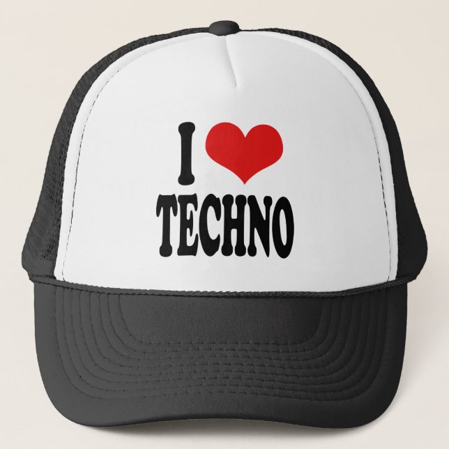 I Liebe Techno Truckerkappe (Vorderseite)