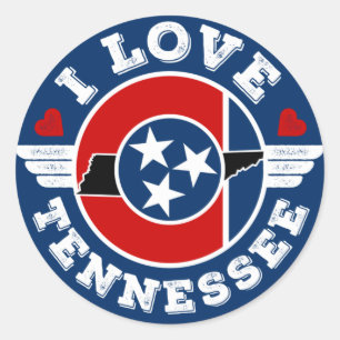 I Liebe Tennessee Staatsflagge und Karte Runder Aufkleber
