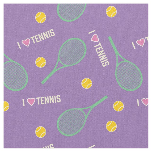 I Liebe Tennis auf Leinen Stoff (Nahaufnahme)