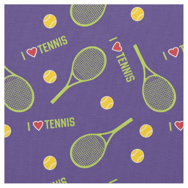 I Liebe Tennis auf lila Stoff (Nahaufnahme)