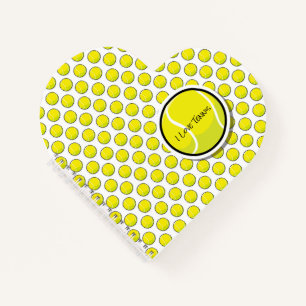 I LIEBE TENNIS Ball Herzsportspass Gelb Notizbuch