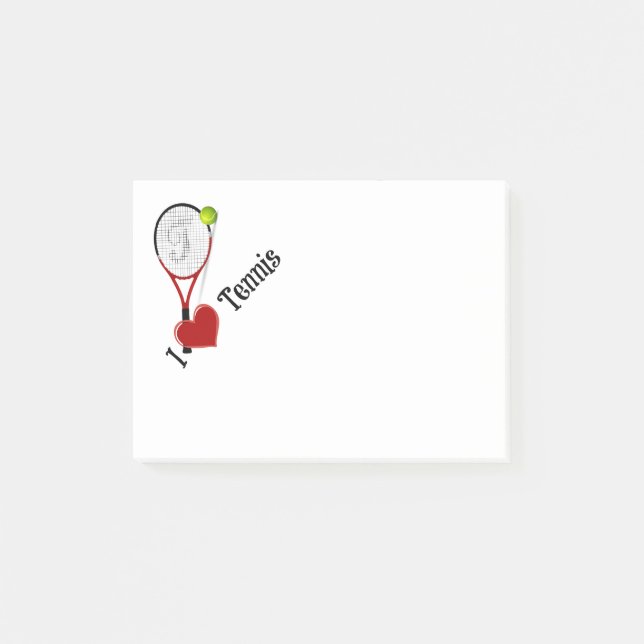 I Liebe Tennis, Ball und Schläger Post-it Klebezettel (Vorderseite)