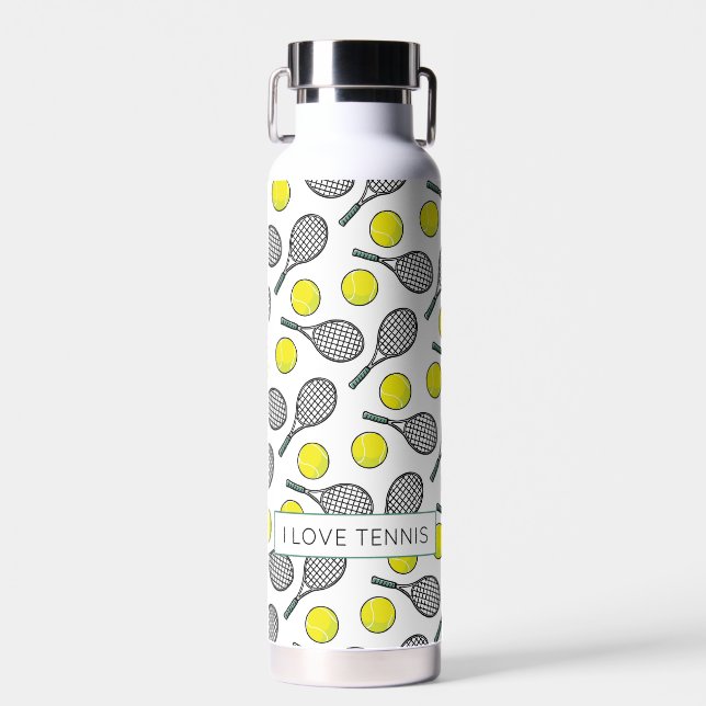 I LIEBE TENNIS Balls Racquets Chic Sports Fun Trinkflasche (Vorne)