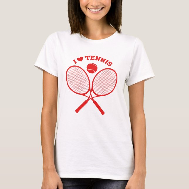 I Liebe Tennis Crossed Rackets Tennis T - Shirt (Vorderseite)
