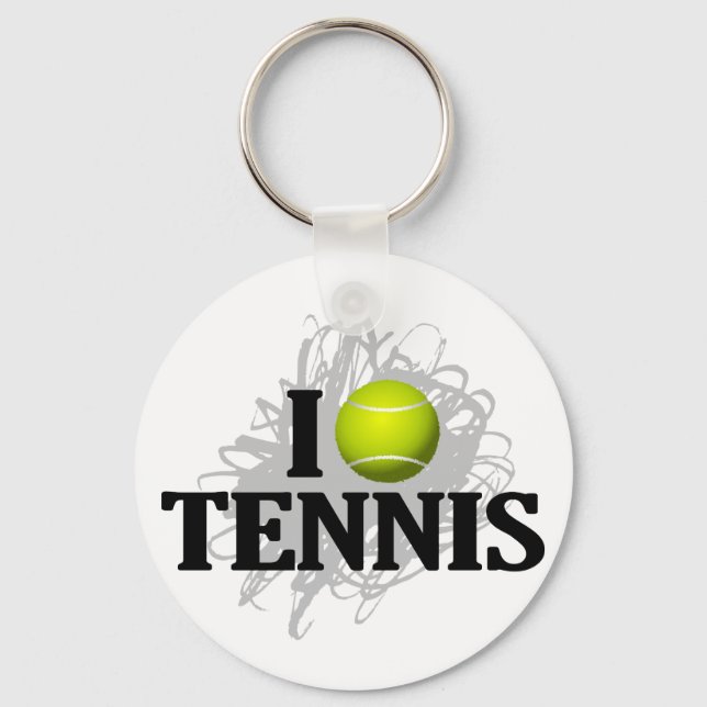 I Liebe Tennis Emblem Schlüsselanhänger (Vorderseite)