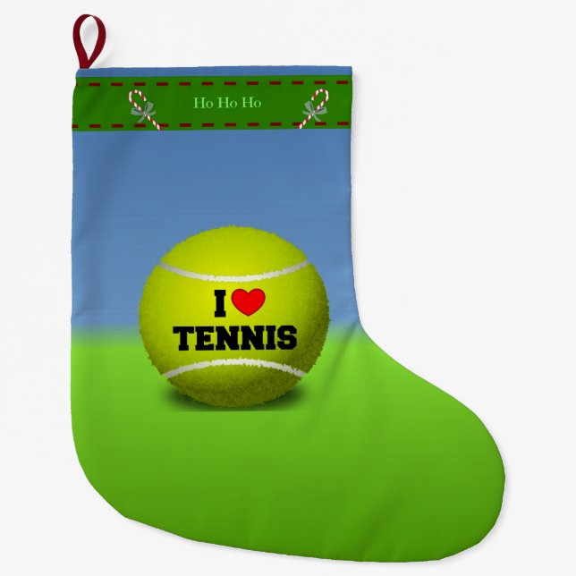 I Liebe Tennis Großer Weihnachtsstrumpf (Vorderseite)