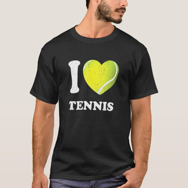 I Liebe Tennis I Herz T-Shirt (Vorderseite)