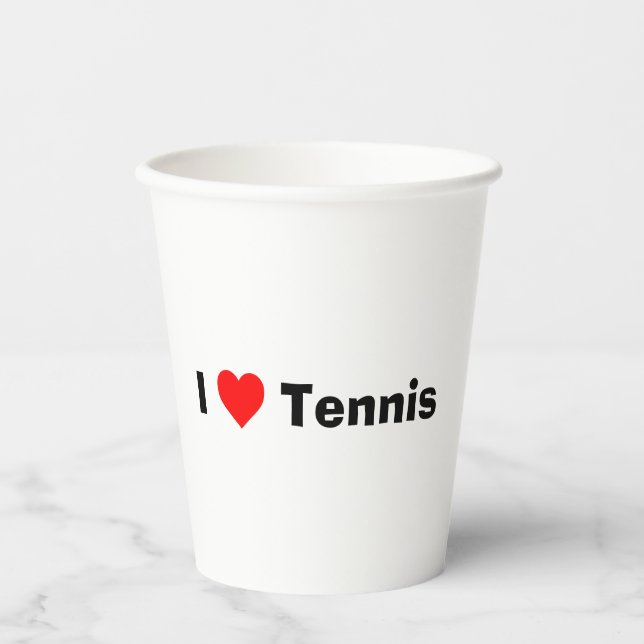 I Liebe Tennis Pappbecher (Vorderseite)