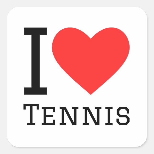 I Liebe Tennis Quadratischer Aufkleber (Vorderseite)