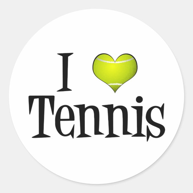 I Liebe Tennis Runder Aufkleber (Vorderseite)
